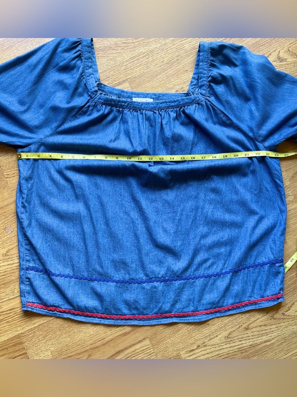 Hester & Orchard Chambray Off-Shoulder Peasant Top Boho Sleeve Detail Sz XL - Picture 6 of 10